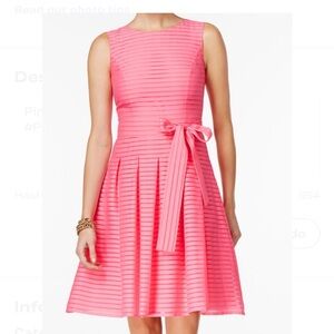 TOMMY HILFIGER Coral-Pink Sleeveless Dress Tie Front W/Belt Zipper Back Plated.